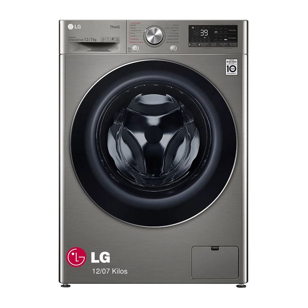 Lavaseca LG Carga Frontal 12/7 Kg AI DD Steam+ WiFi WD12PVC3S6C Platino