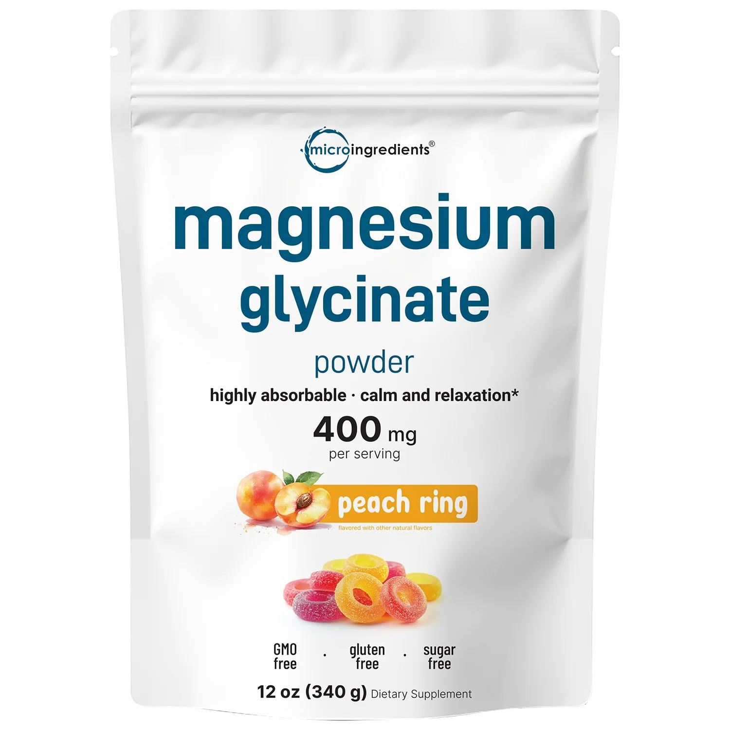 Microingredients Magnesium Glycinate Powder 400mg, 340g