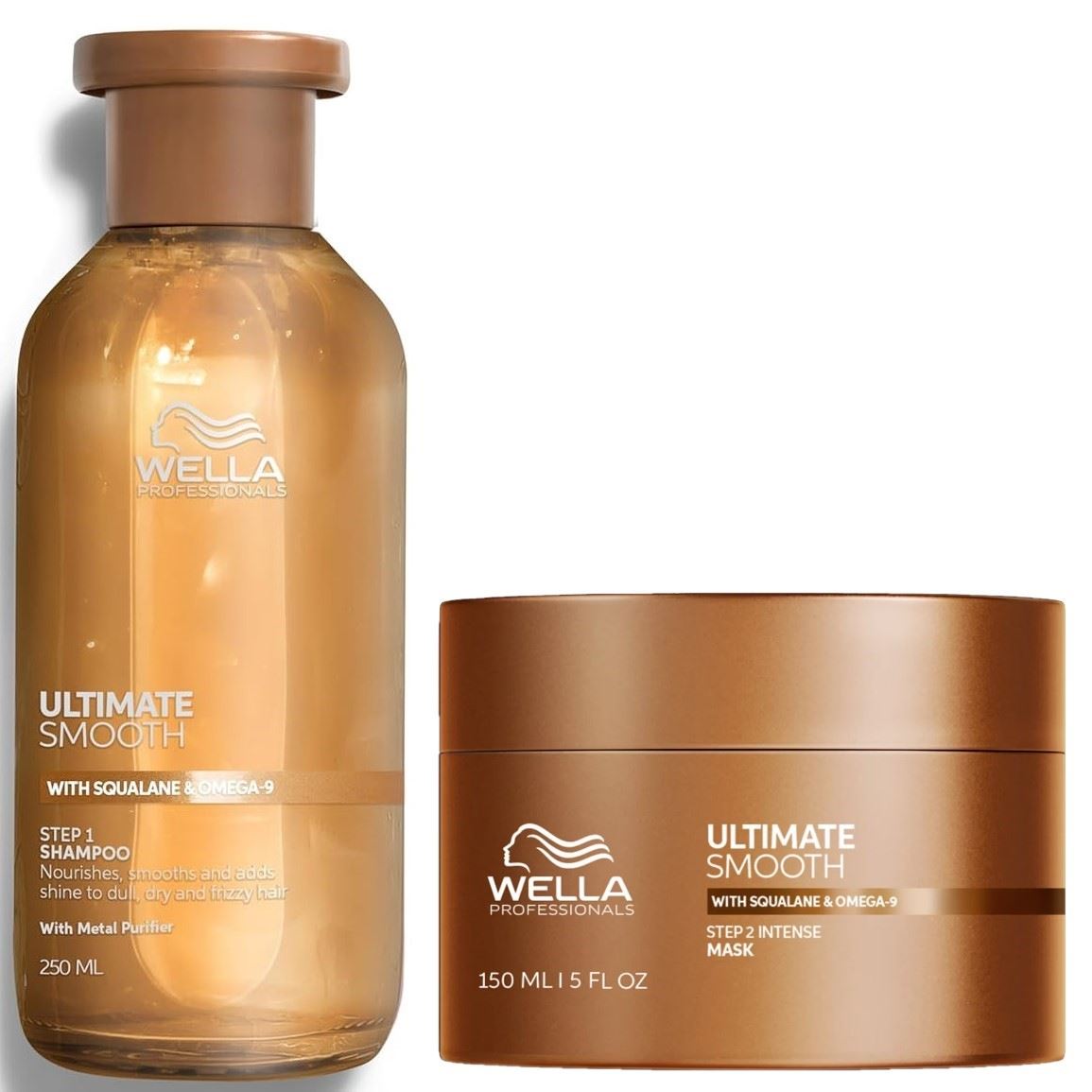 Shampoo 250ml + Mascarilla 150ml para Cabello Seco Ultimate Smooth Wella