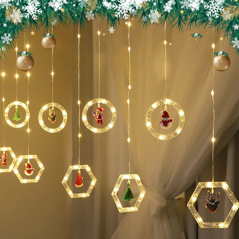 Cortina de Luces con Hanger Navideñas LED con Control Remoto 3m