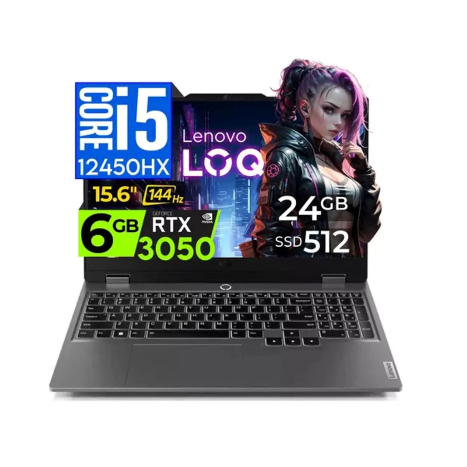 Laptop Lenovo Gaming LOQ 15 Core I5 12450hx, Ram 24GB, SSD 512GB, Rtx 3050 6GB