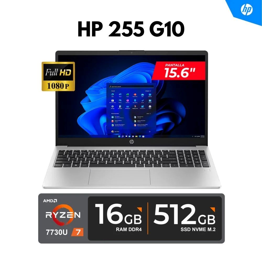 HP 255 G10 15.6 " FHD AMD Ryzen 7 7730U 16gb 512gb