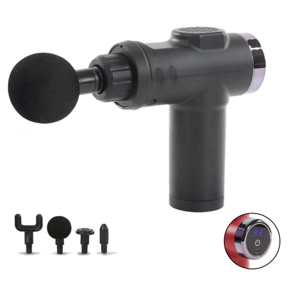 Masajeador Muscular De Pistola De 20 Velocidades Digital Negro