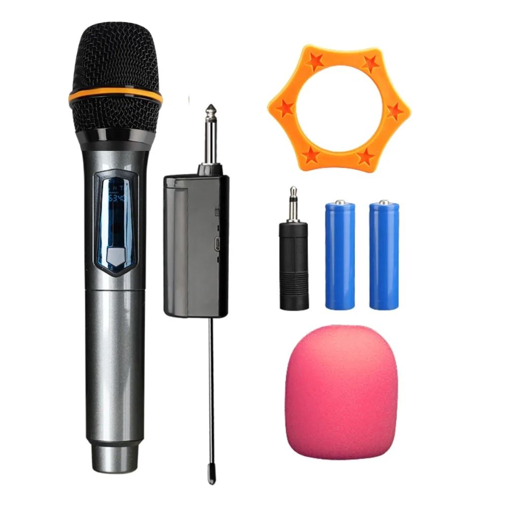 Micrófono Sanci Inalámbrico Recargable Profesional Karaoke Negro O Gris /azar