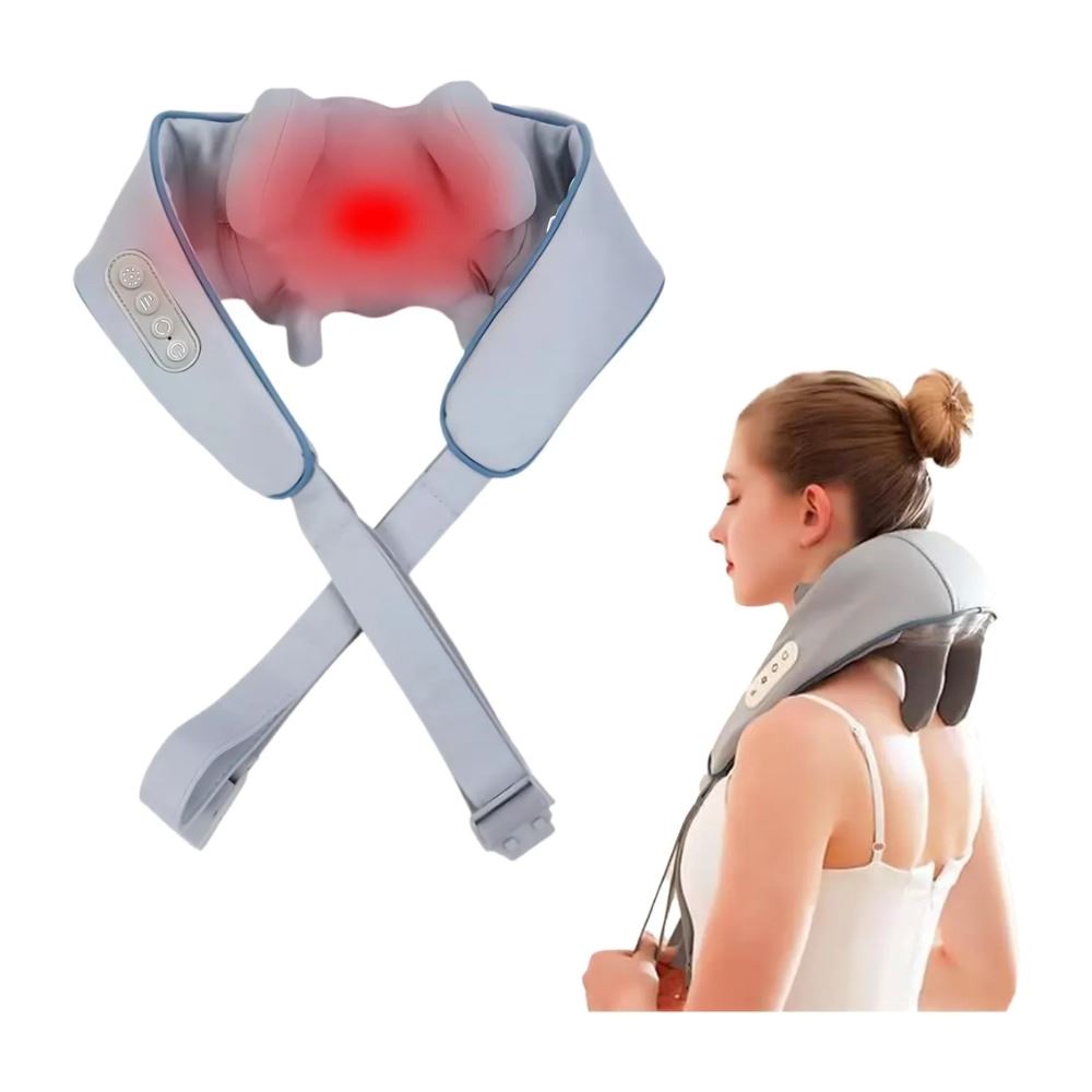 Masajeador Recargable Cuello Espalda Hombros Relajante Azul/gris