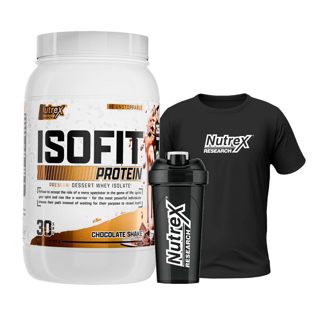 Proteína Aislada ISOFIT 2lb - Nutrex + Polo y Shaker gratis