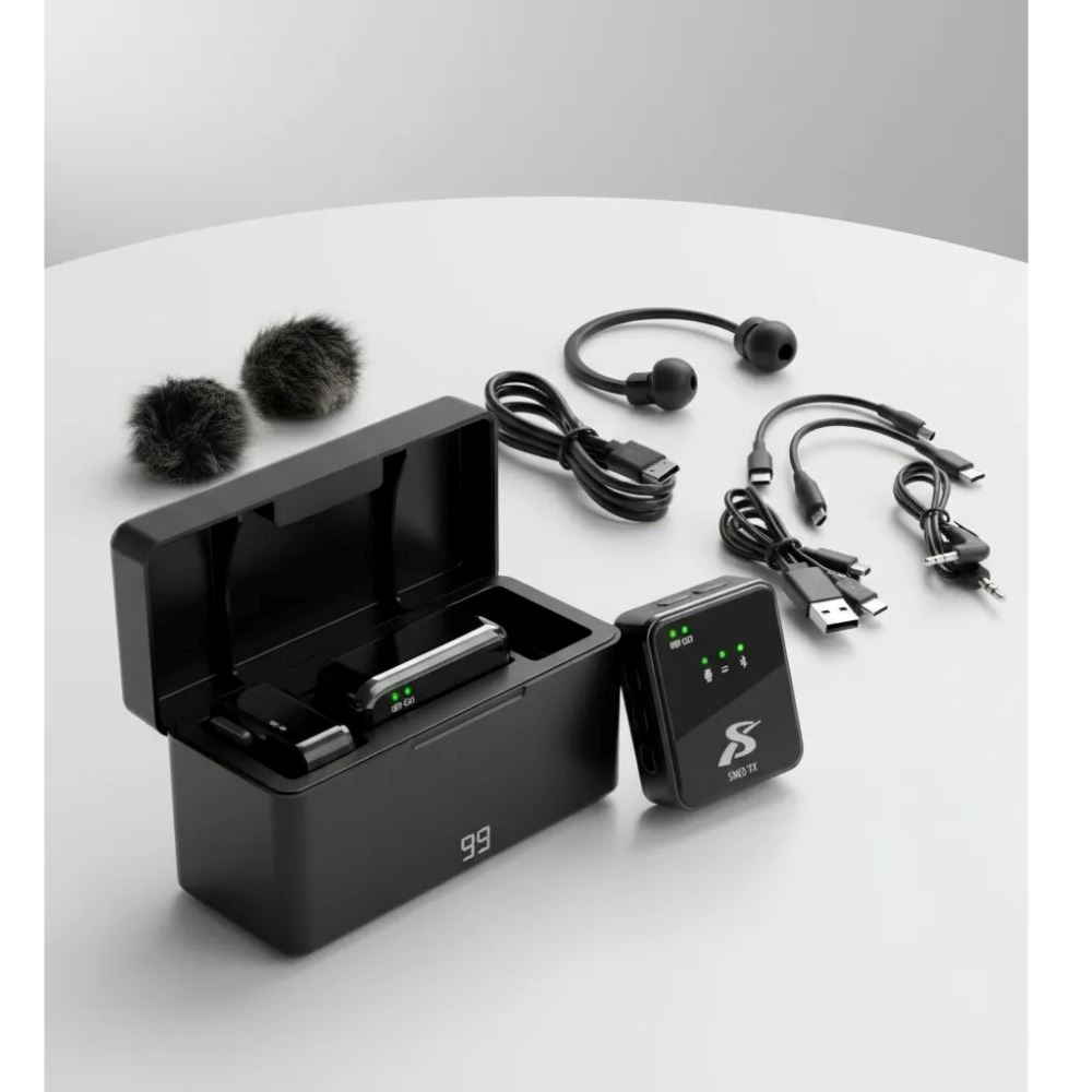 Micrófonos Inalámbricos Solapero Doble Sx63 Base De Carga Negro