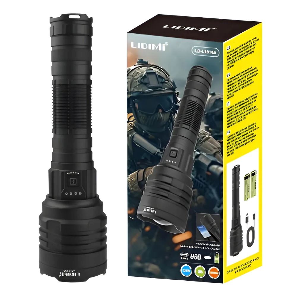 Linterna Led Potente 120w Lidimi 2000m Con Batería Reemplaza Blanco Negro
