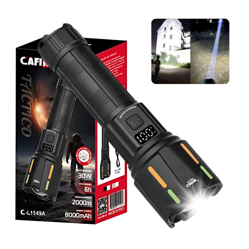 Linterna Recargable Profesional Led 5 Modos Zoom Y Usb-c Blanco Led Negro Y Fluorescente