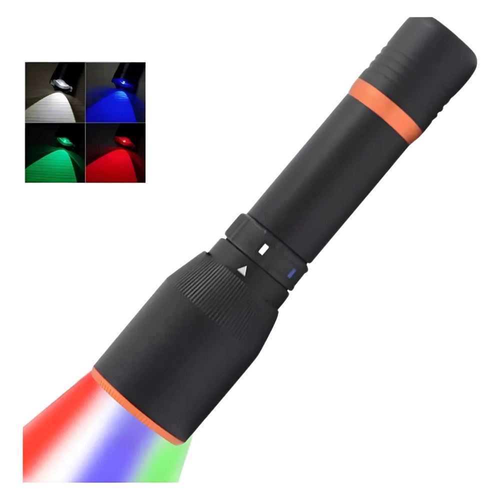 Linterna Led Profesional Luz Roja, Azul, Verde Y Blanca Lint Blanco Negro