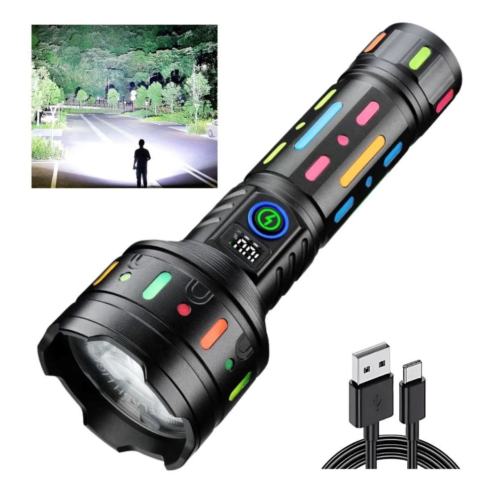 Linterna Táctica Lidimi Ld-l670a 3000m 10h Recargable Blanco Negro