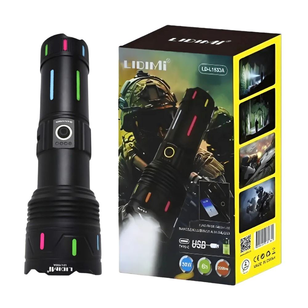 Linterna Recargable Led Lidimi Ld-l1533a Compacta Alta Poten Blanco Negro