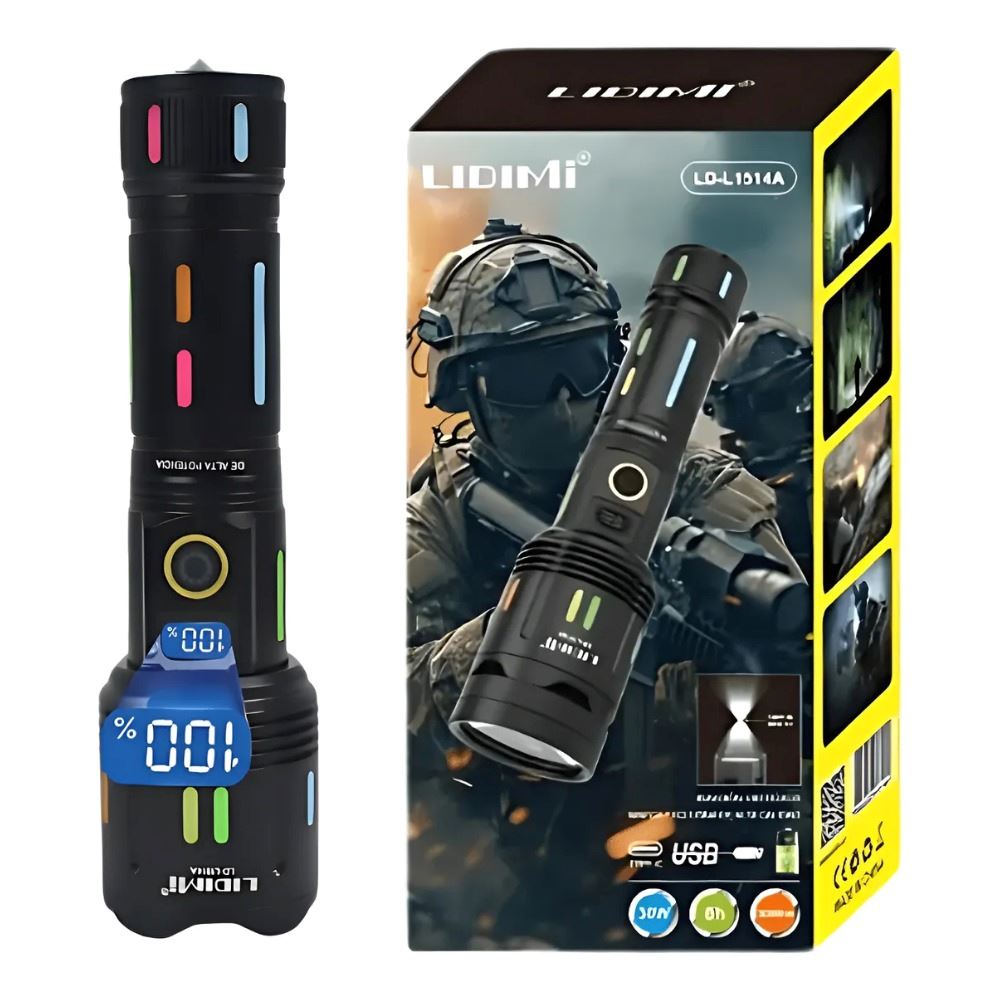 Linterna Led Recargable Lidimi Ld-l1514a Potente 30w Blanco Negro