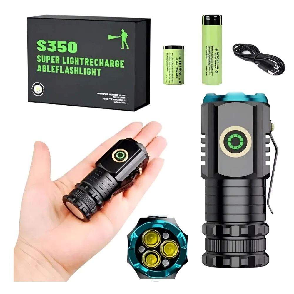 Mini Linterna Led Portátil, Recargable Con Clip Magnético Blanco Negro