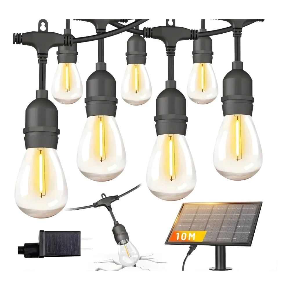 Guirnalda Led Solar 20 Focos 10 Metros Exterior Impermeable
