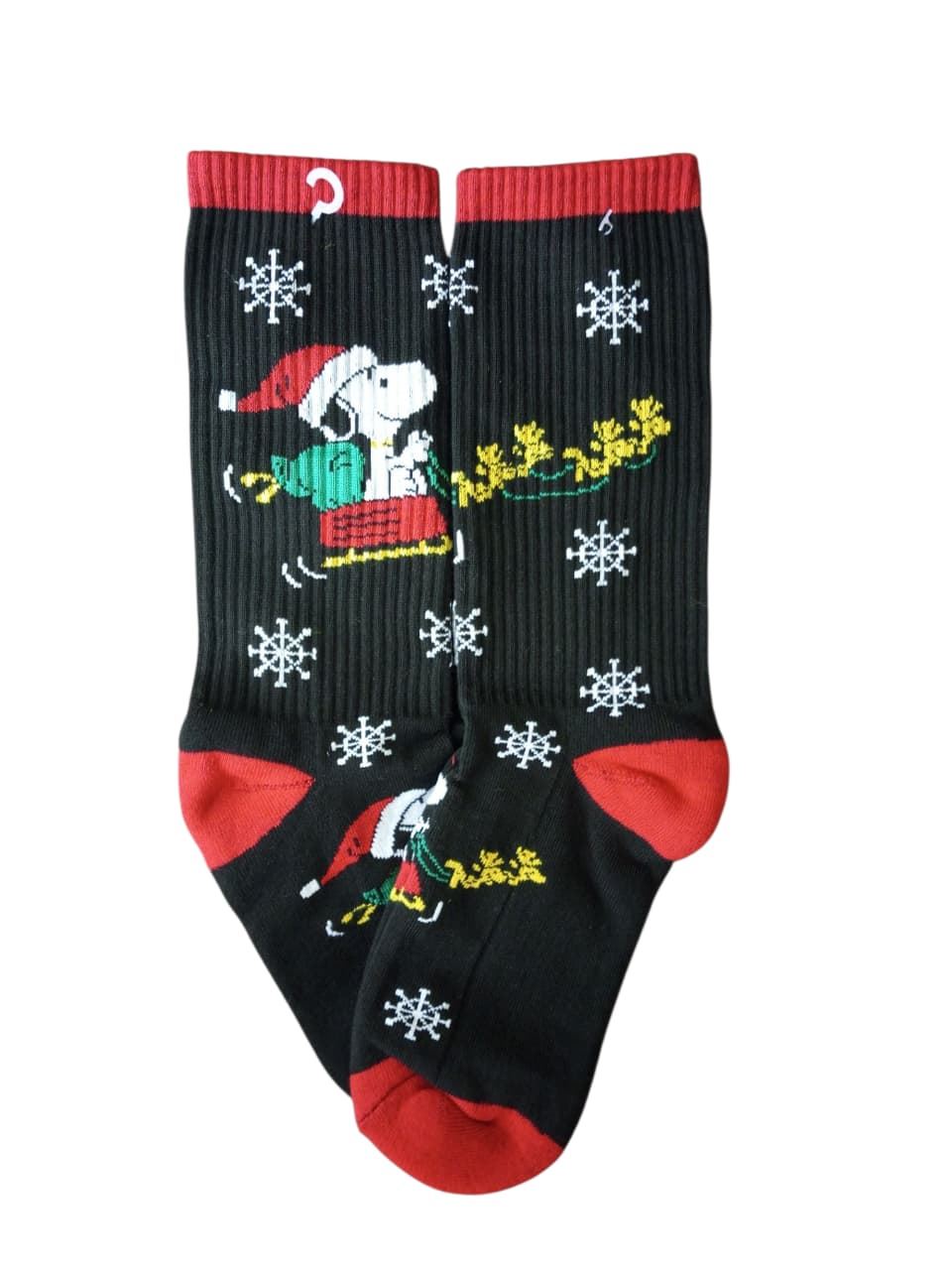 Medias de Algodón Snoopy Navidad Negro3