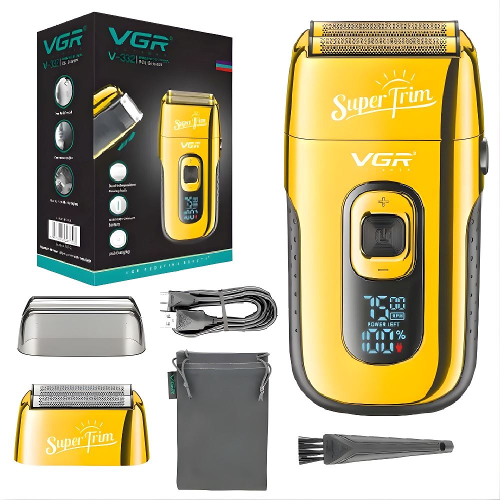 Afeitadora Eléctrica Hombre Doble Lámina Vgr Rasurador Dorado