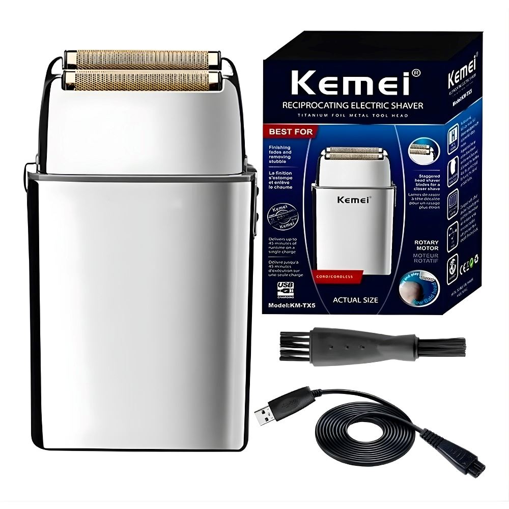 Afeitadora Eléctrica Kemei Km-tx5 Shaver Inalámbrica Plateado