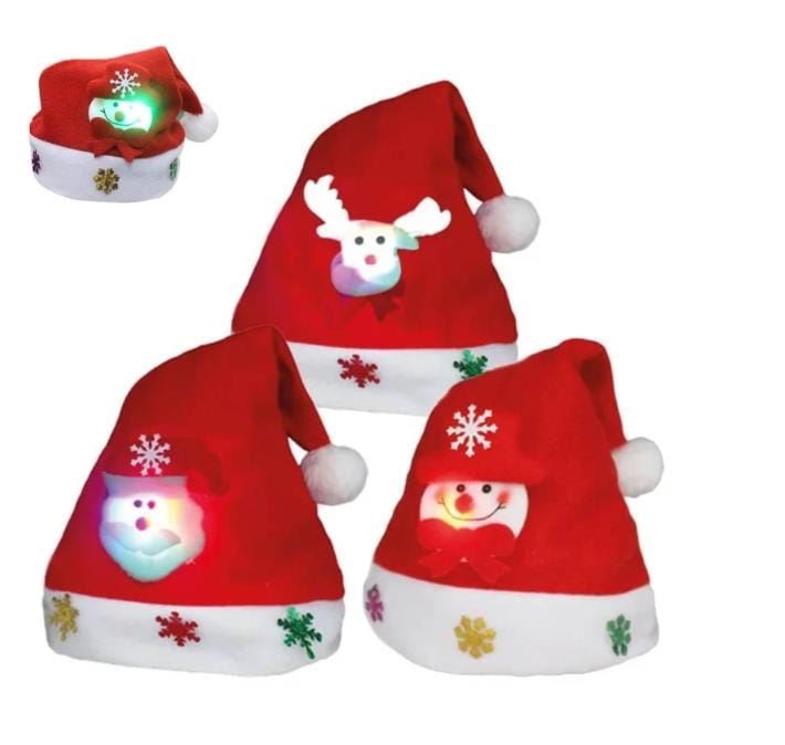 Pack 3 gorros luces navideños