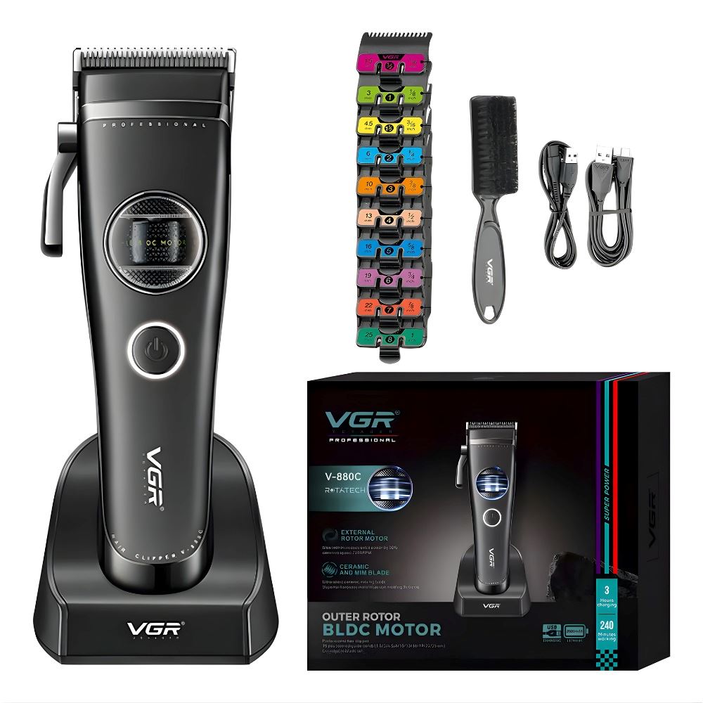 Máquina Cortar Pelo Vgr V-880c Cerámica Motor Rotatech Bldc 7200rpm Color Negro