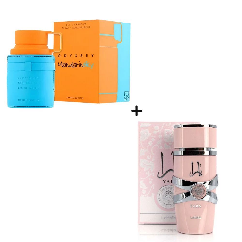 Pack Perfumes Árabes Odyssey Mandarin Sky 100ml + Yara Rosa 100ml