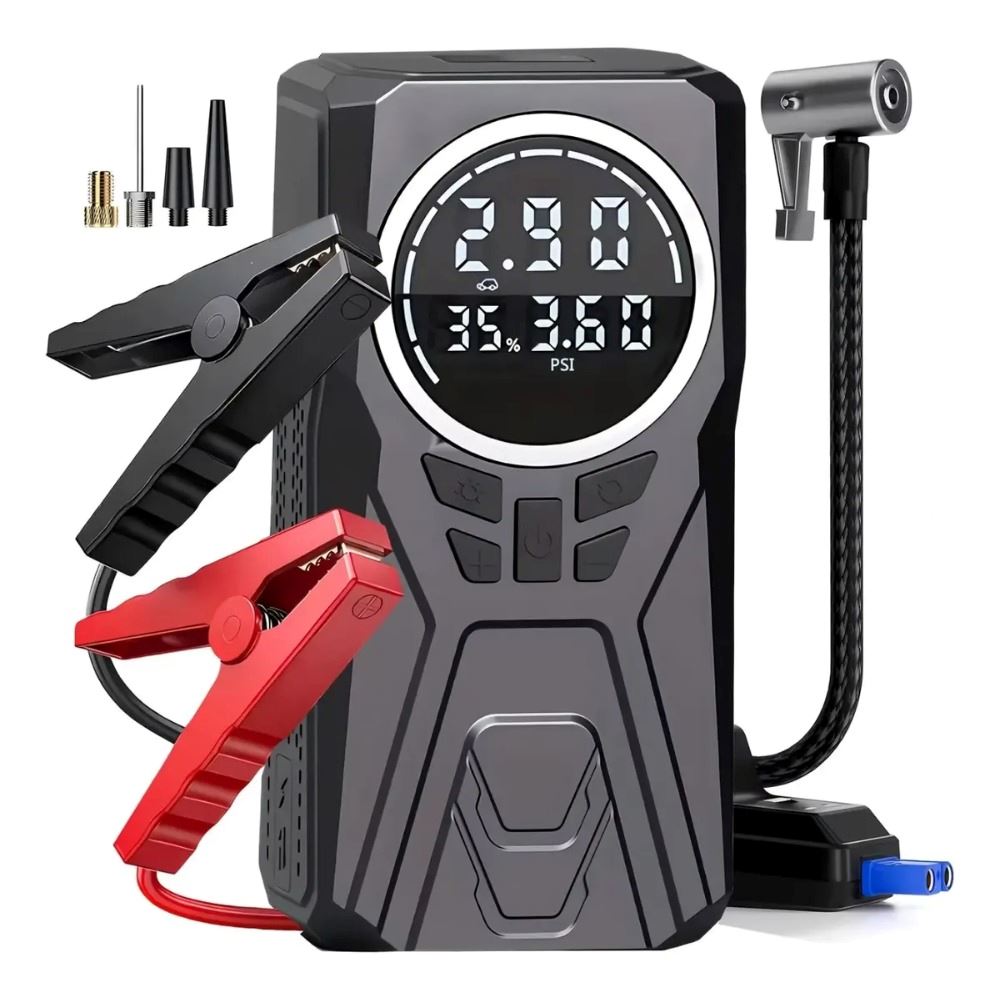 Arrancador De Batería Portátil Compresor Aire Pantalla Led