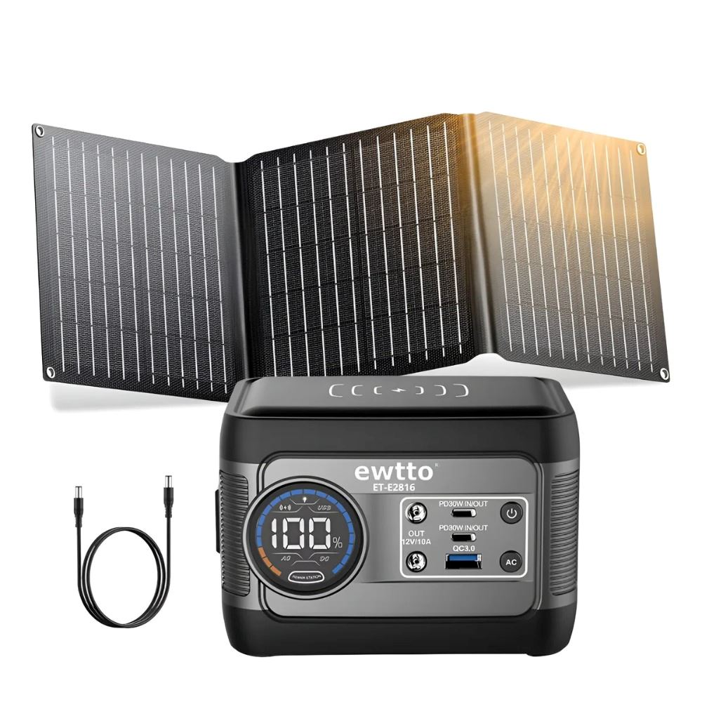 Generador Solar Portátil 100w Con Panel Plegable