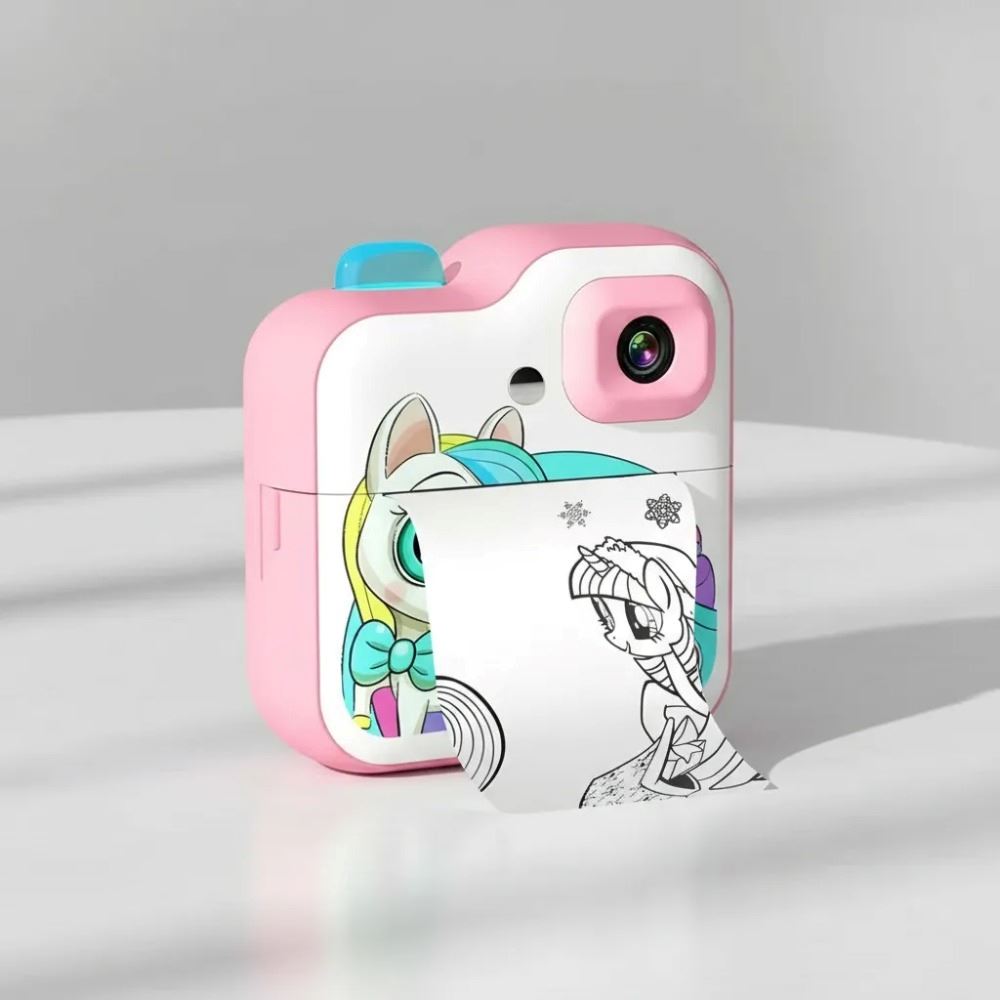 Cámara Para Niños 1080p Con Impresora Térmica Unicornio Rosado