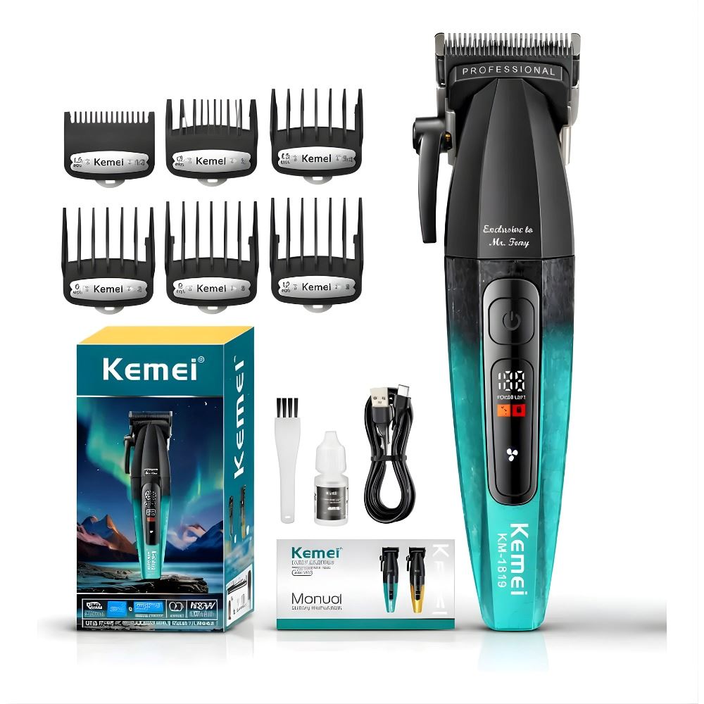Cortadora De Cabello Profesional Recargable Kemei Km-1819 Verde