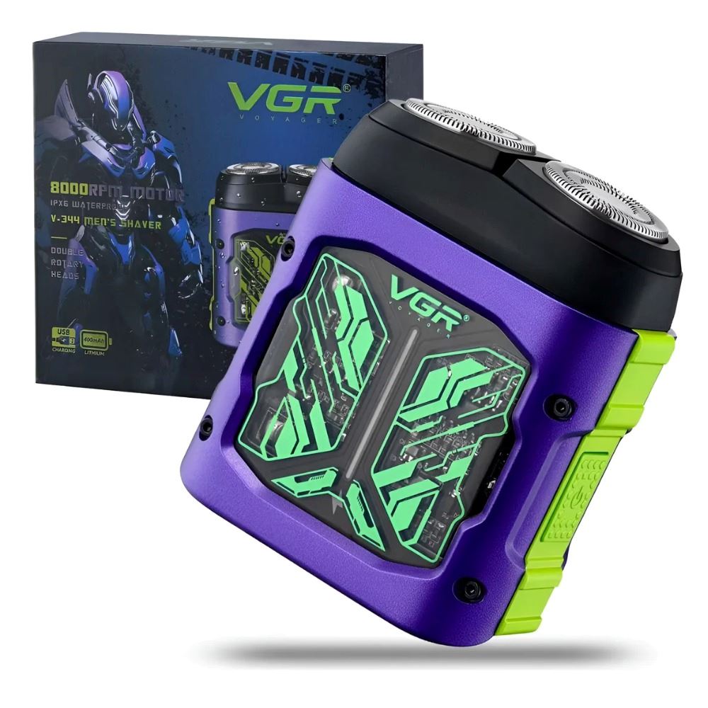 Afeitadora Eléctrica Vgr V-344 Rotativa Profesional Usb-c Morado