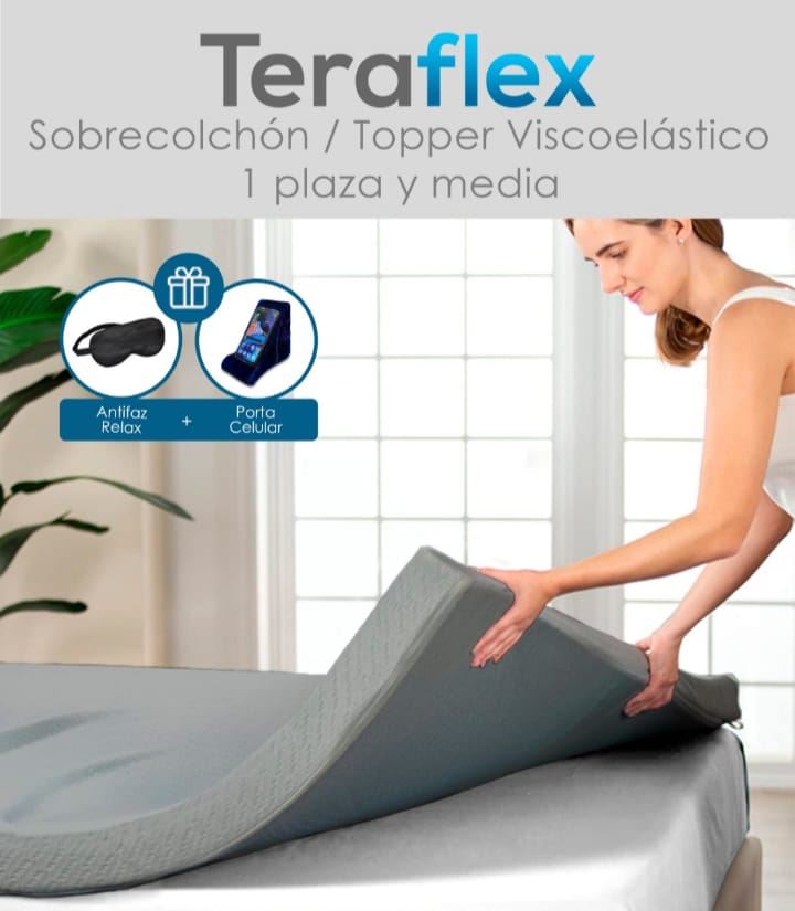TOPPER 1.5 PLZ SOBRECOLCHON ESPUMA VISCOELASTICA GRIS TERAFLEX 190x100x8 CM