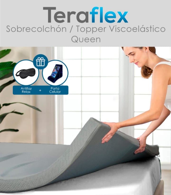 TOPPER QUEEN SOBRECOLCHON ESPUMA VISCOELASTICA GRIS TERAFLEX 203x150x8 CM