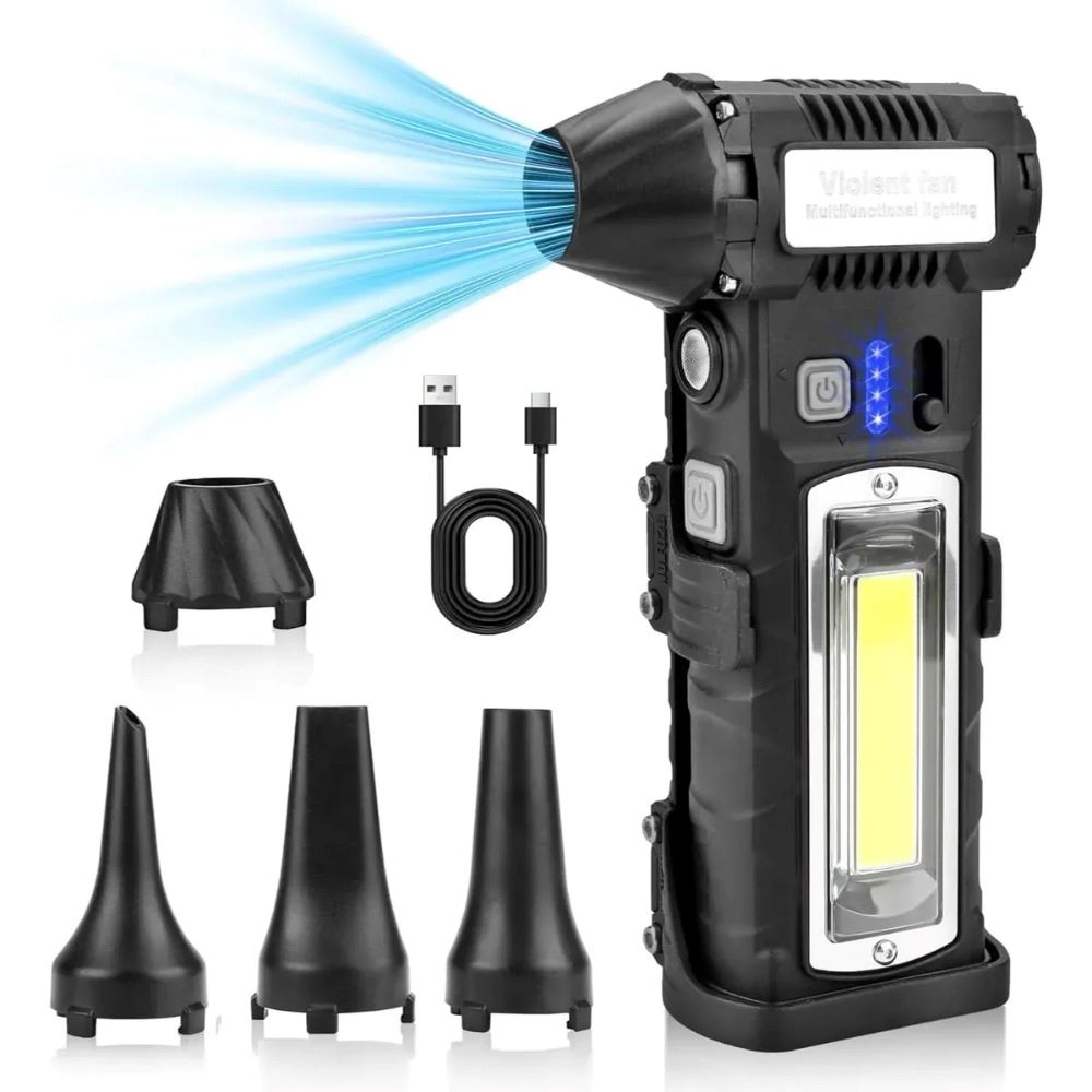 Soplador De Aire Inalámbrico 130w 130000rpm Limpieza Pc Auto Negro