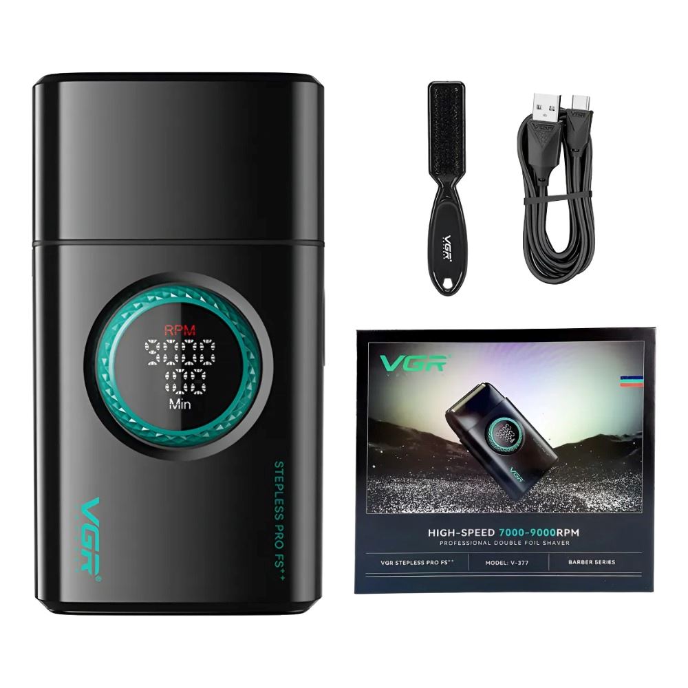 Afeitadora Eléctrica Shaver Titanio 9000 Rpm Recargable Vgr Negro