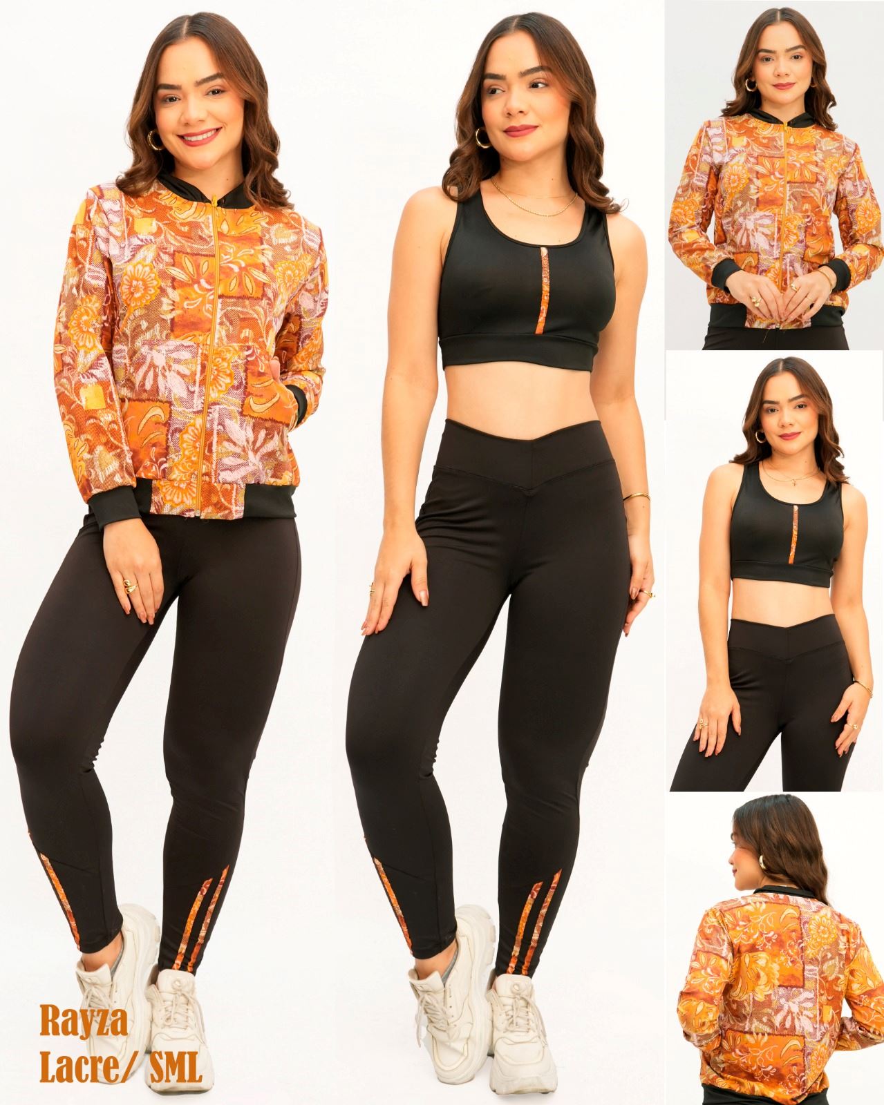 Conjunto "Rayza" para Mujer - Top, Legging de Súplex y Casaca de Seda
