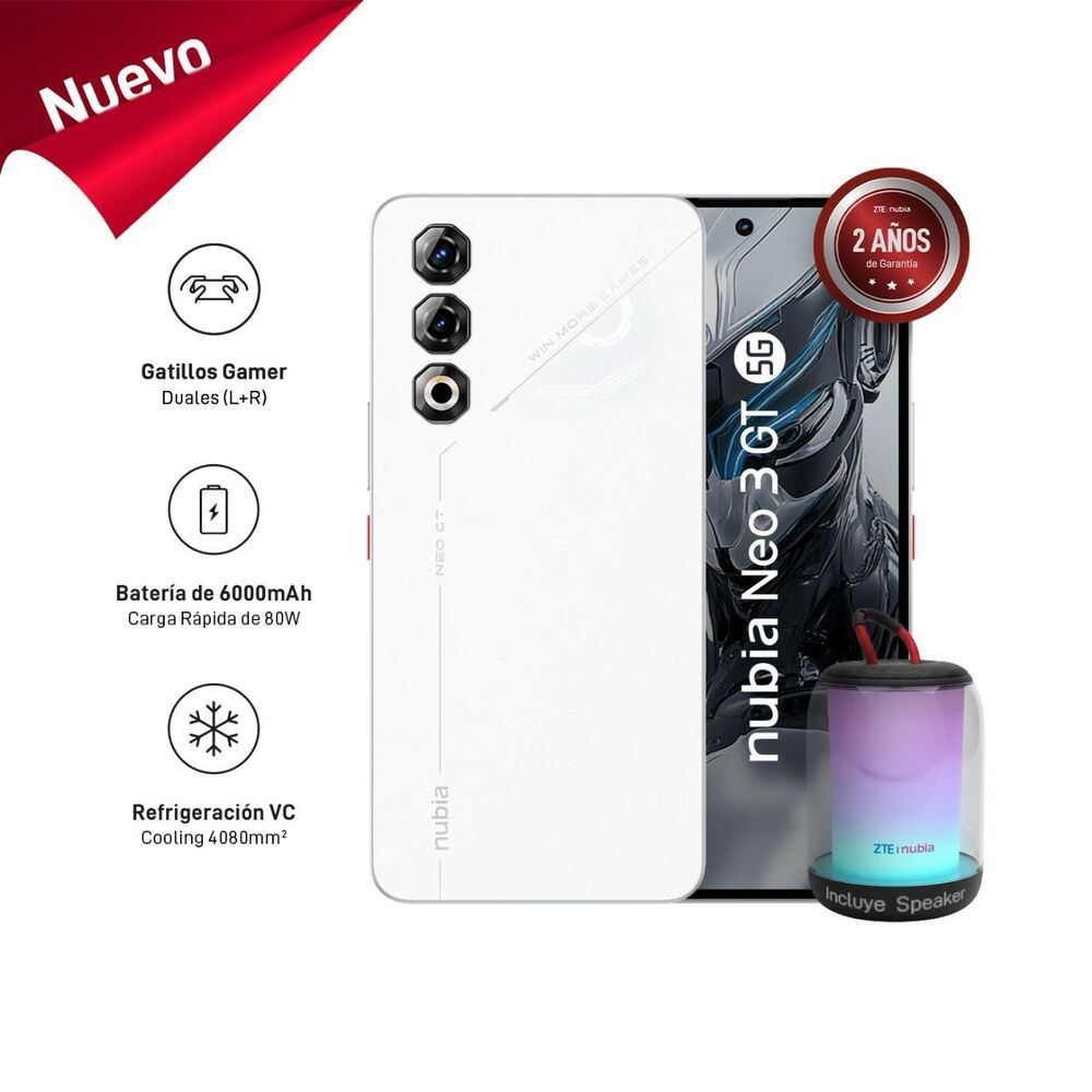 Smartphone ZTE Nubia Neo 3 GT (12gb+12gb - 512GB) - Blanco + Regalo