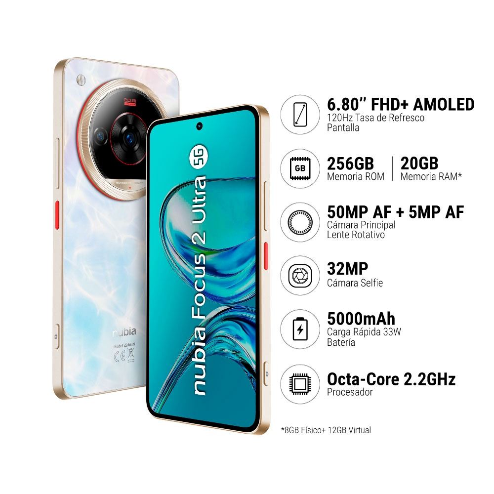 Celular ZTE Nubia Focus 2 Ultra (8+256GB) - Blanco