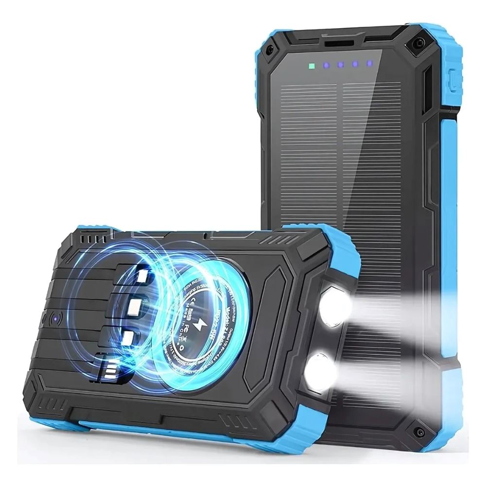 Cargador Solar Powerbank 40000mah 22.5w celeste