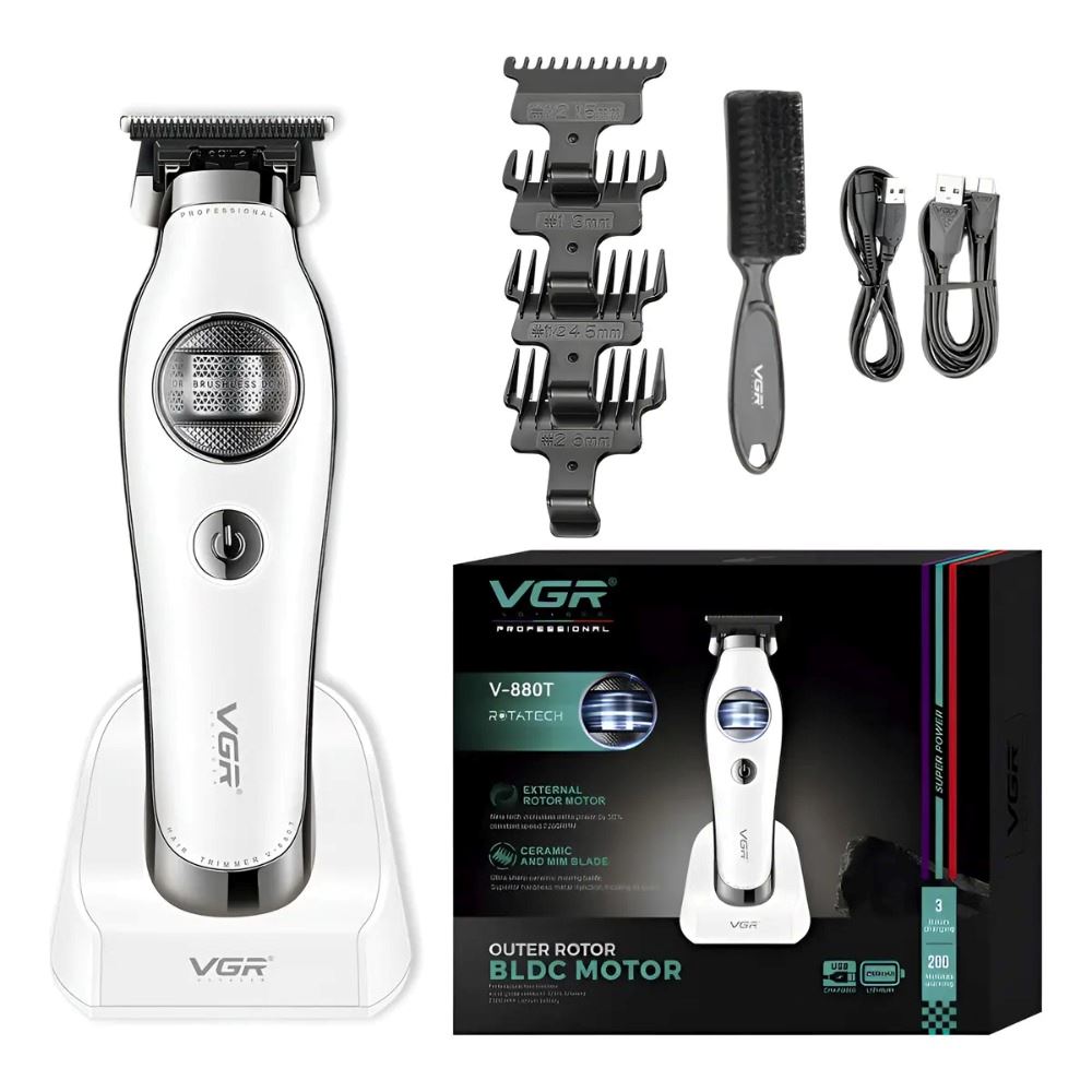Cortadora Pelo Patillera Vgr V-880t Recargable 7200rpm Blanco