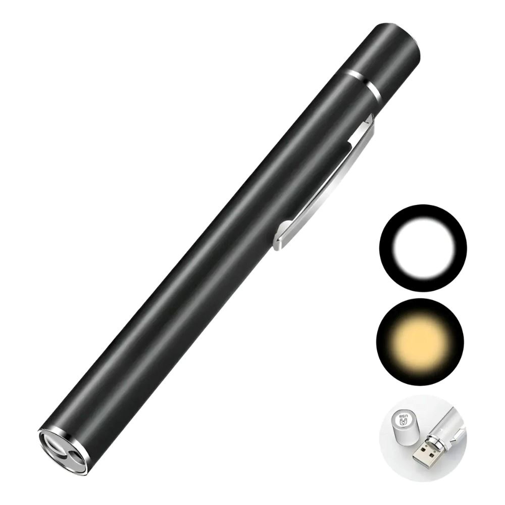 Linterna Médica Led Recargable Usb Con Luz Blanca Y Cálida