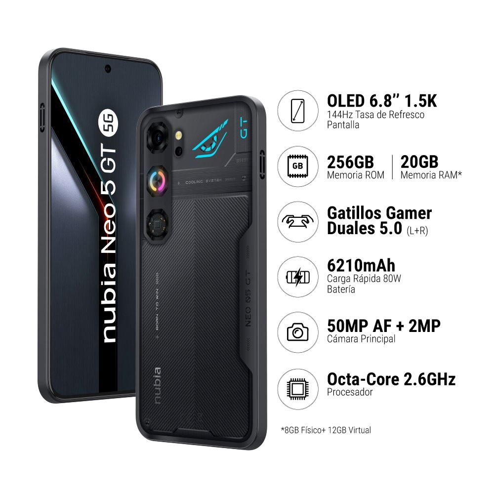 Smartphone ZTE Nubia NEO 5 GT (8+12)GB+256GB - Negro