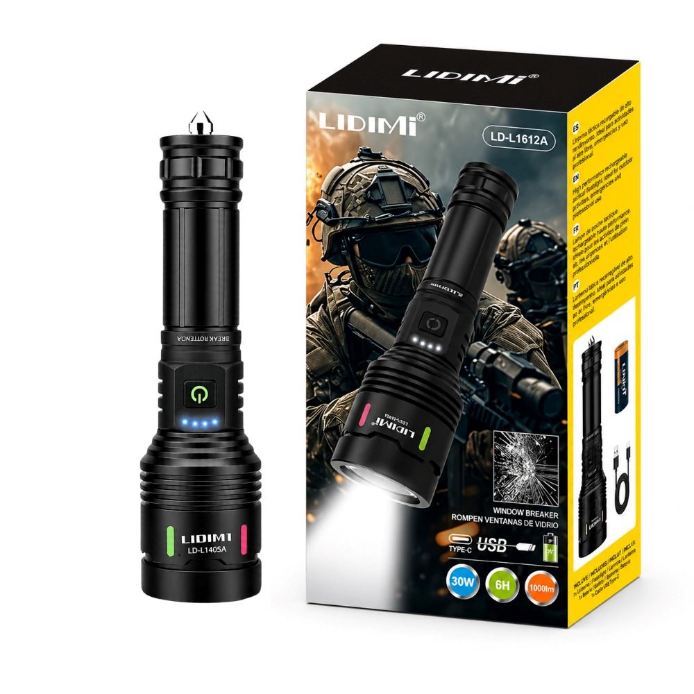 Linterna Tactica Led Lidimi Ld-1512a 30w Con Zoom