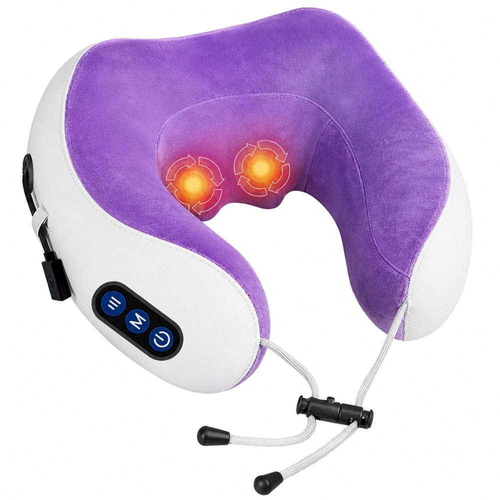 Almohada De Masaje Cervical Cuello Portátil Recargable Morado