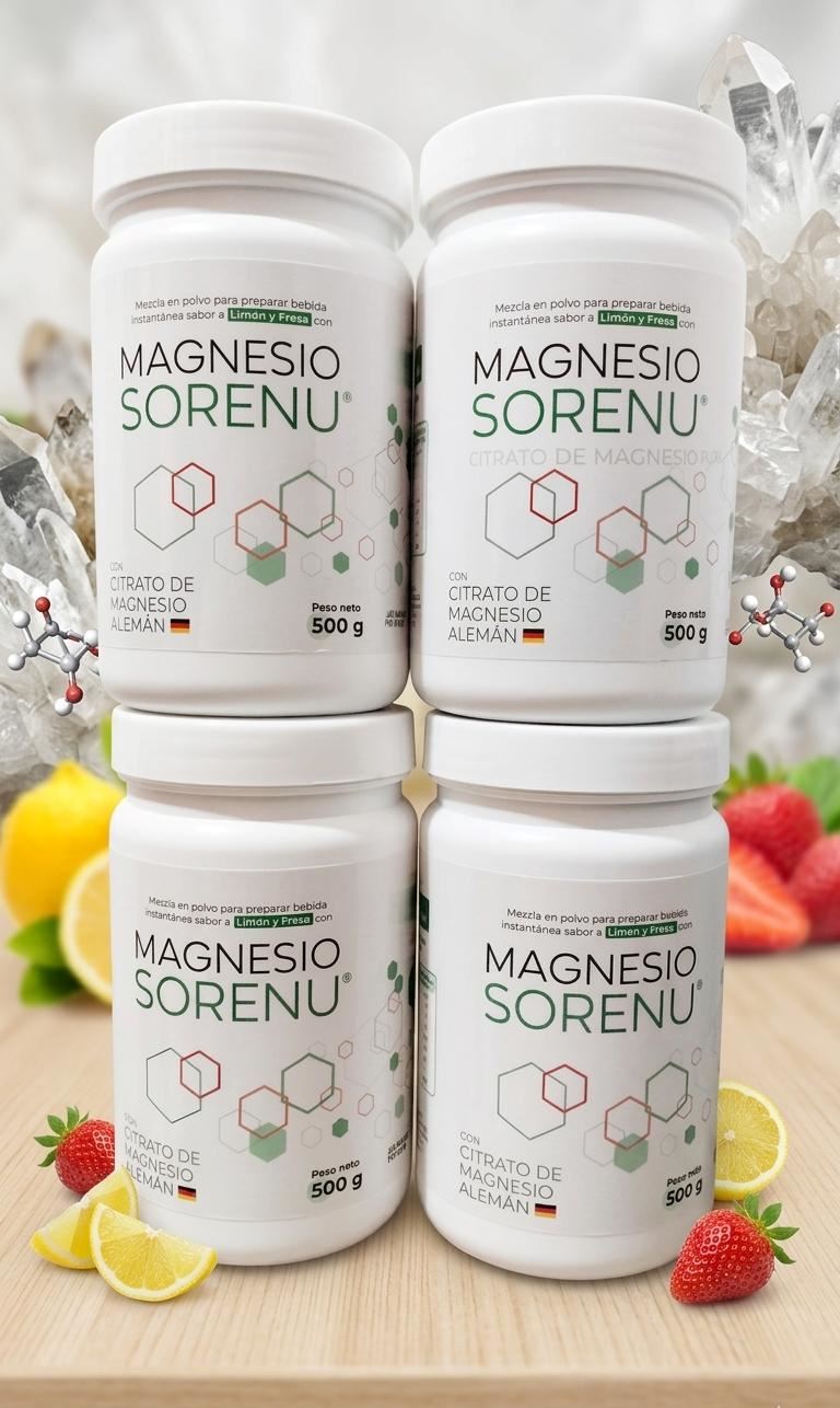 PACK DE 4 Citrato de Magnesio Alemán 500g C/STEVIA SORENU-REGISTRO SANITARIO