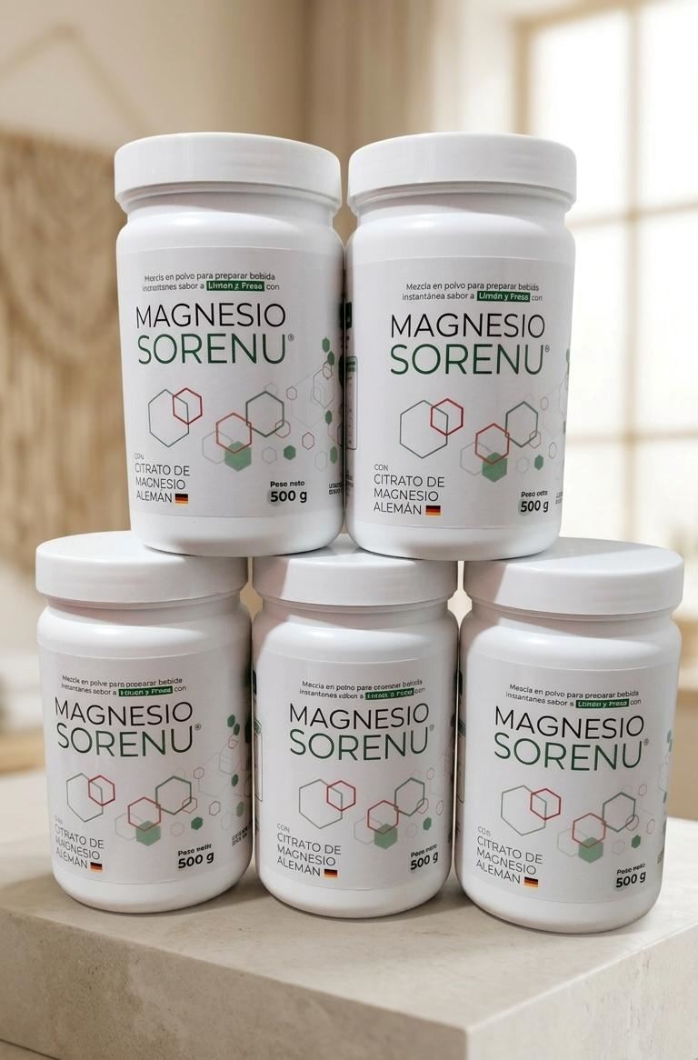 PACK DE 5 Citrato de Magnesio Alemán 500g C/STEVIA SORENU-REGISTRO SANITARIO