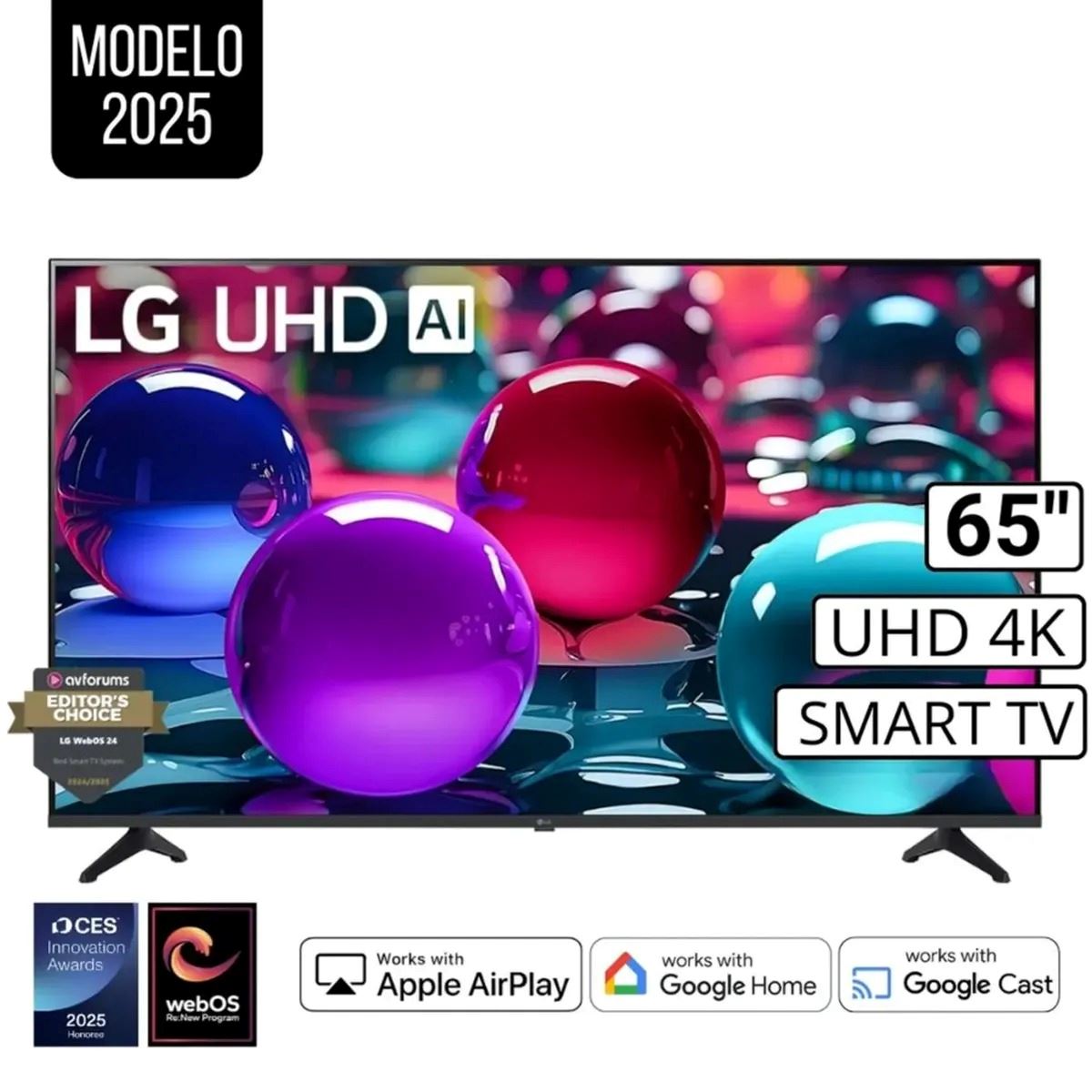 Televisor LG 65" Smart TV 4K UHD ThinQ AI 65UT7300PSB (Modelo 2024)