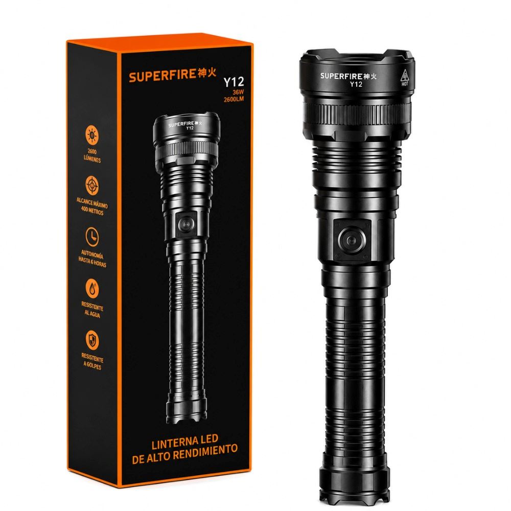 Linterna Táctica Superfire Y12 P90 3000 Lúmenes | 390m