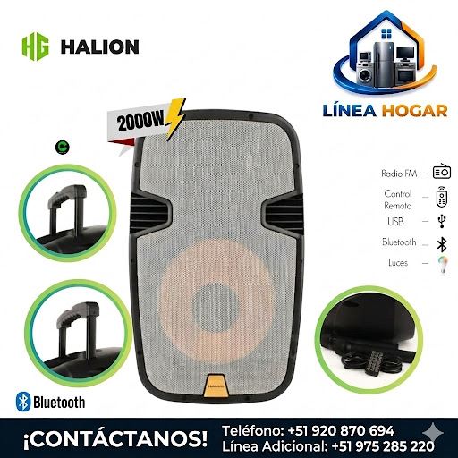 Parlante Activo Profesional 15" Halion PHA-15MB-2UHF 2000W