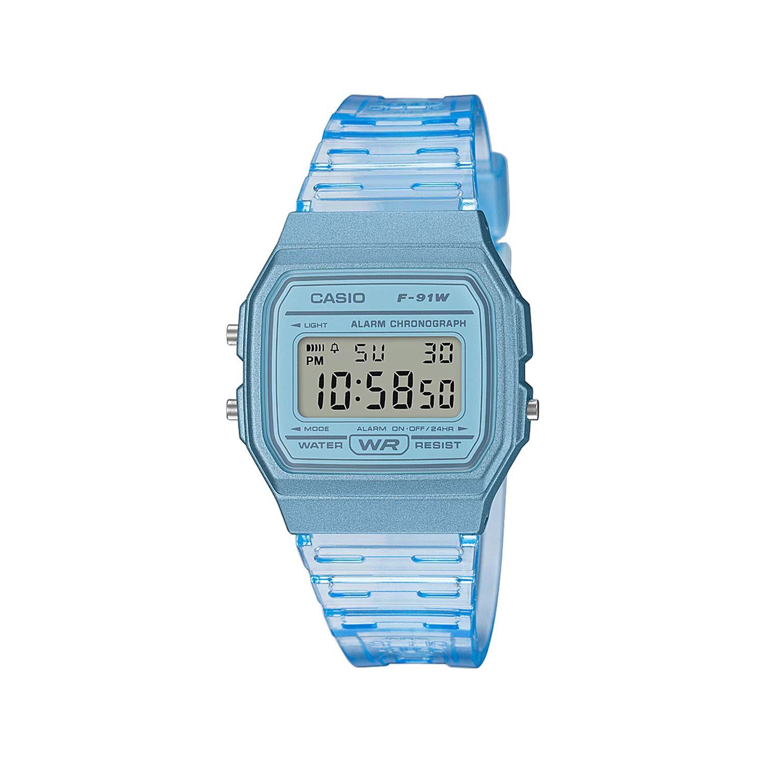 Reloj Digital Mujer 5 BAR Resistente al Agua Color Celeste Diseño Deportivo con Luz y Calendario