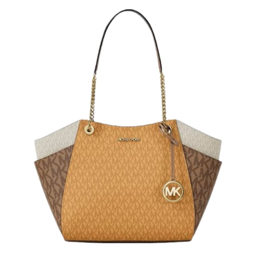 MICHAEL KORS BOLSO DE HOMBRO JET SET MOSTAZA GRANDE CON LOGOTIPO